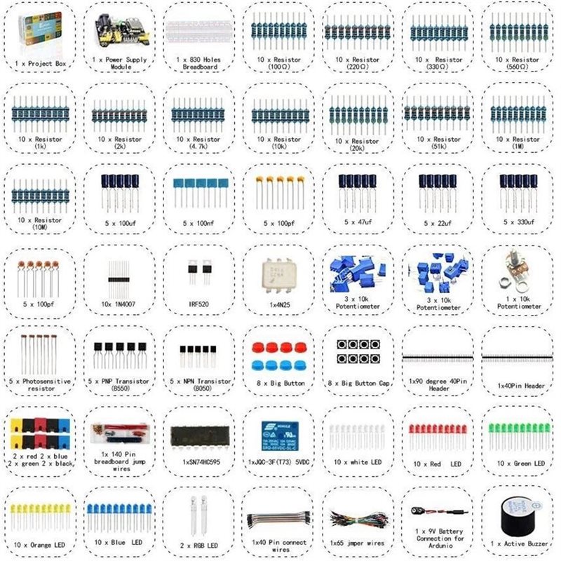 تصميم جديد~ مجموعة مكونات إلكت - مراجعة Diy Electronics Components وسعره