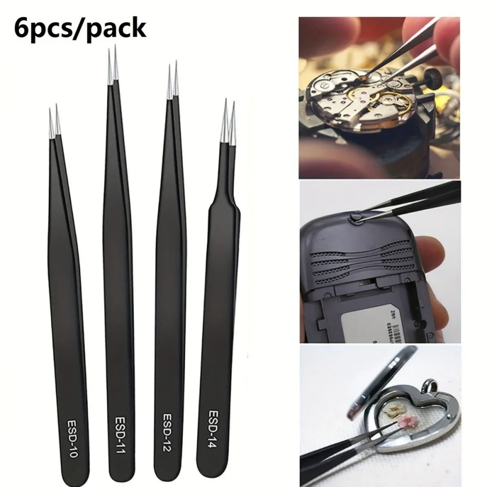 6 قطع من ملاقط الفولاذ المقاوم - مراجعة Diy Electronics Tool Kit وسعره